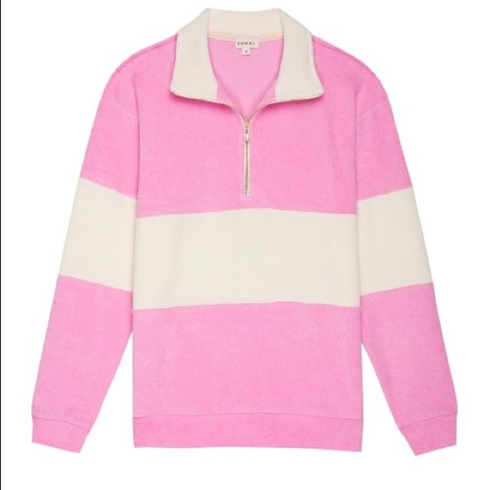 DONNI Terry 1/2 Zip Pull-over Flamingo with Crème